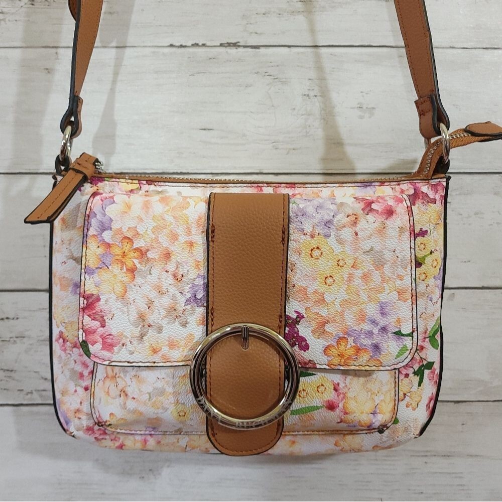 NWOT Dana Buchman Flower Floralโ Crossbody Bag Silver Tone Hardware